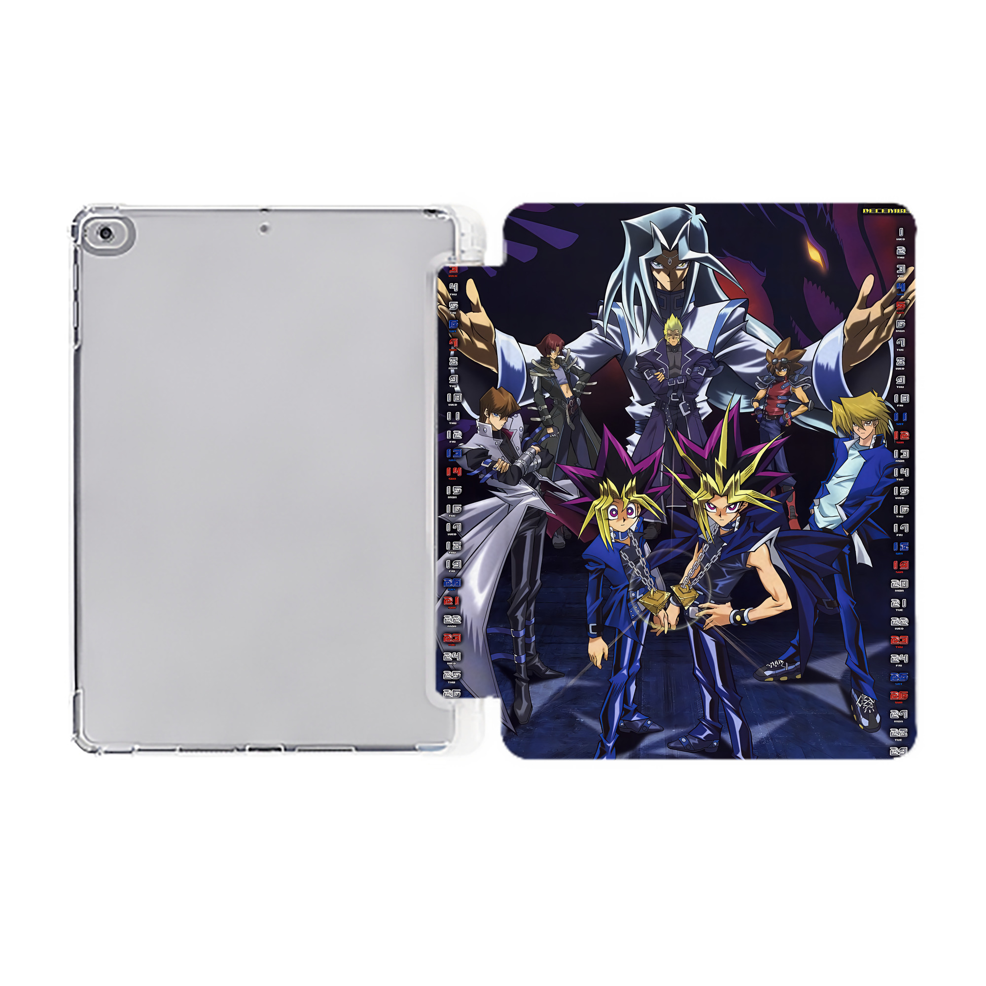 （画像用） 遊☆戯☆王 Yu-Gi-Oh! IPad ケース ペン収納付き 三つ折りスタンド PUレザー×シリコン 対応機種9.5/10.5/10.9インチ